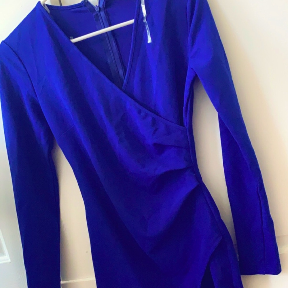 Sleeved Blue Boss Dress